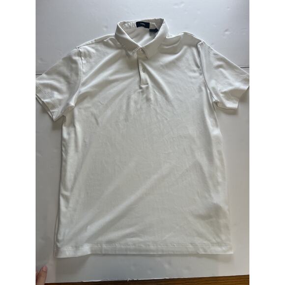 Theory Men's White Pima Cotton Polo Shirt Collared Golf Work Casual Basic Sz M - Picture 2 of 7